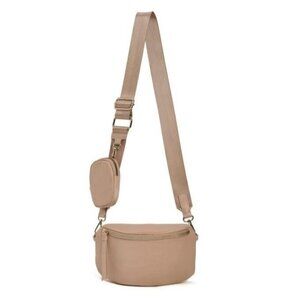 LIKE DREAMS Out of Norm nylon women's sling pack crossbody bag + pouch -NUDE/TAN